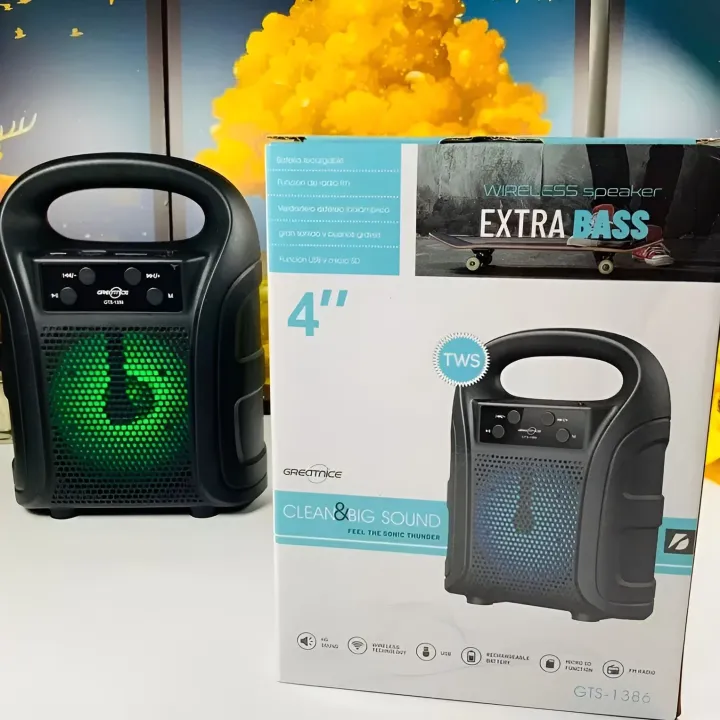 GREATNICE GTS-1386 Bluetooth, USB, TF Card & FM Radio Supported 4 Inch Driver Lighting Effects Speaker (P-3231)
